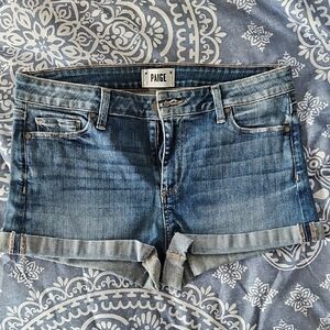 PAIGE Blue Jean Shorts with Distressed Fading Women's Sz 30 EUC